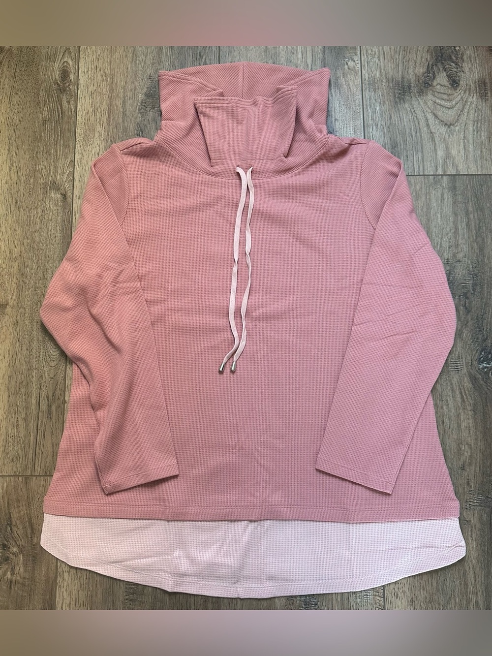d&co Active Pullover Sweater, Workout,‎ NEW, Waffle knit, Pink, Layered, LP
